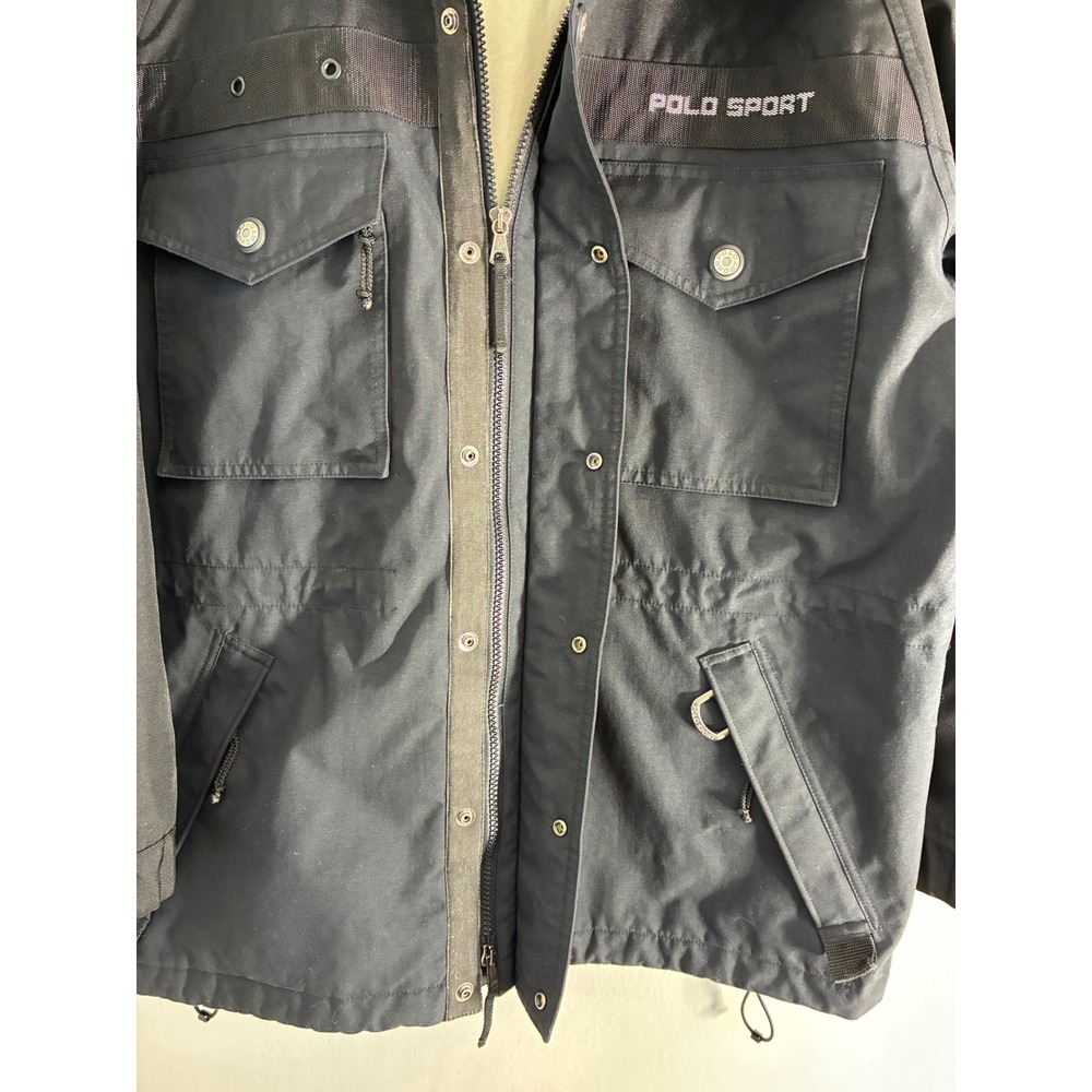 Polo Sport Ralph Lauren Sportsman Jacket Black Vintage Mens Large Coat - Picture 10 of 15